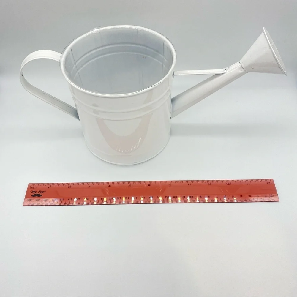 White Metal Watering Can Includes Plastic Liner for Bouquets or Potted Plants